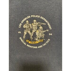 Vintage LAPD Los Angeles Police SWAT Special Weapons & Tactics Blue T Shirt Med.